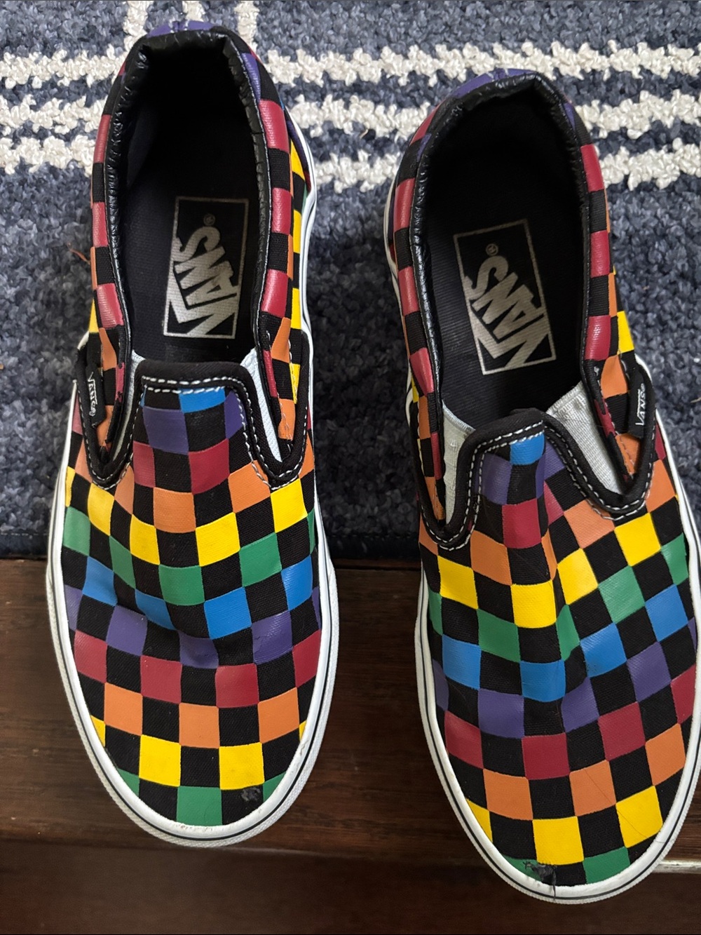 Vans Kids Slip-On Sneakers - Rainbow Checkerboard